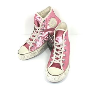 Converse PINK SEQUIN Distressed High Tops NEW